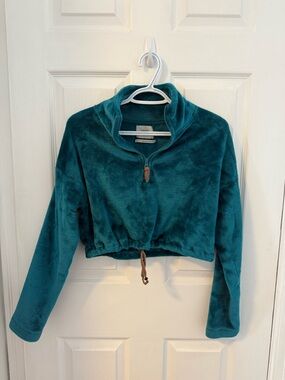 Urban Outfitters Teal Plush Quarter-Zip Pullover